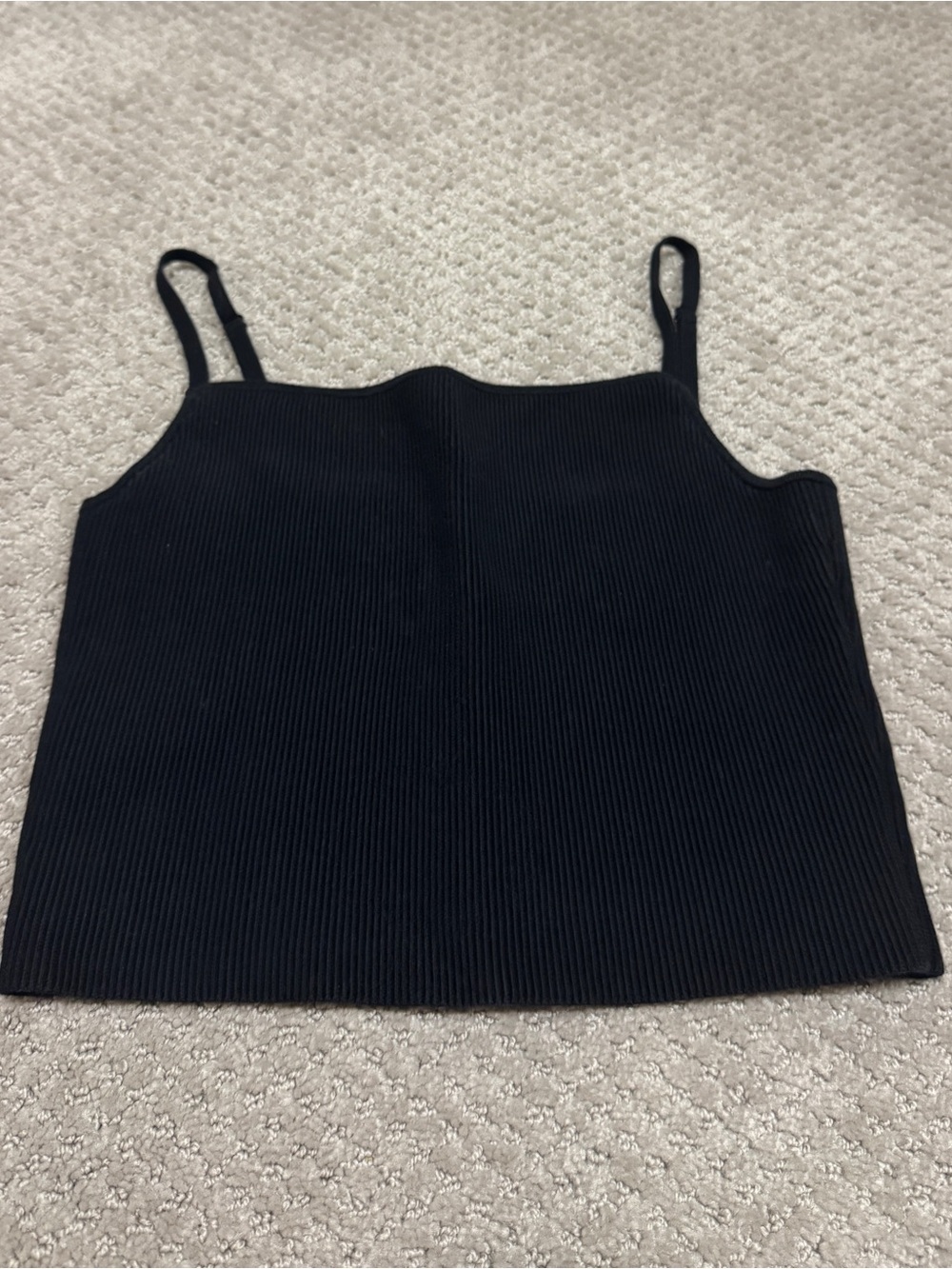 Reformation Black Ribbed Spaghetti-Strap Crop Cami size XS